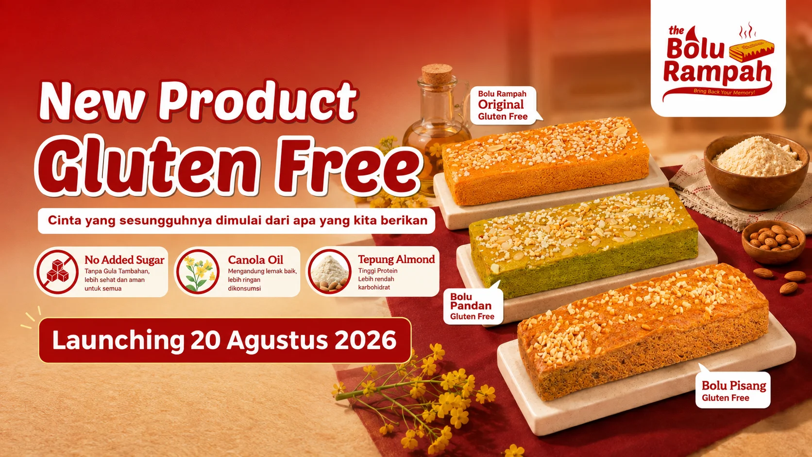 The Bolu Rampah Hadirkan 3 Varian Gluten Free Mulai 20 Agustus!